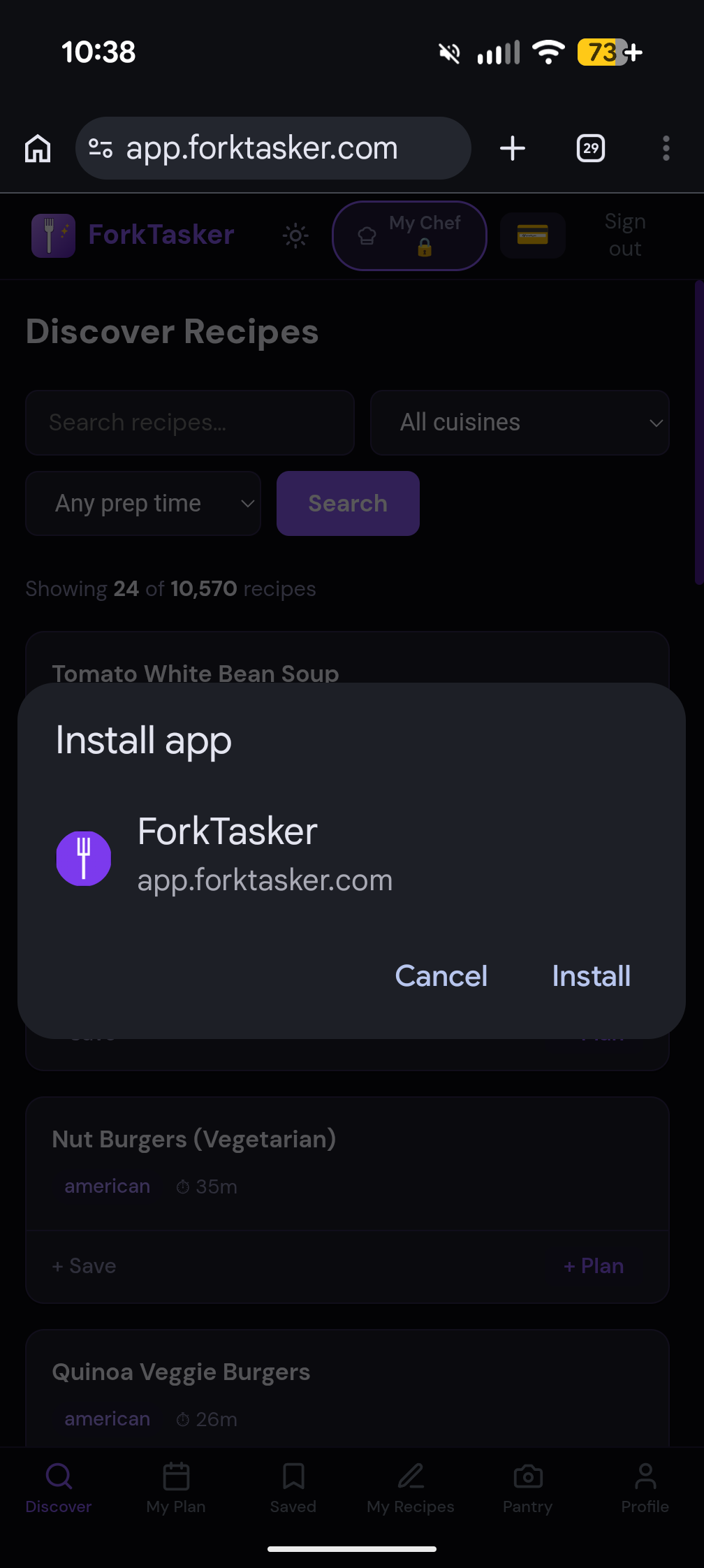 Add to Home screen confirmation dialog