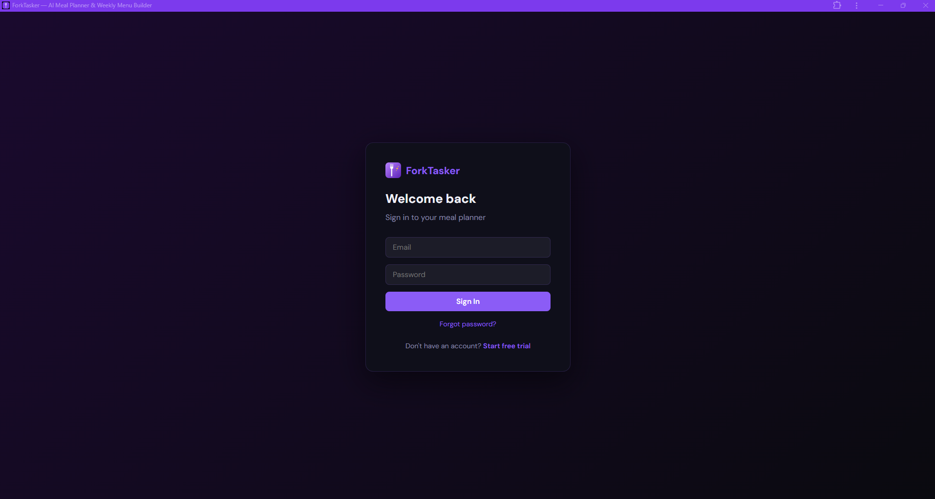 ForkTasker login screen as installed app